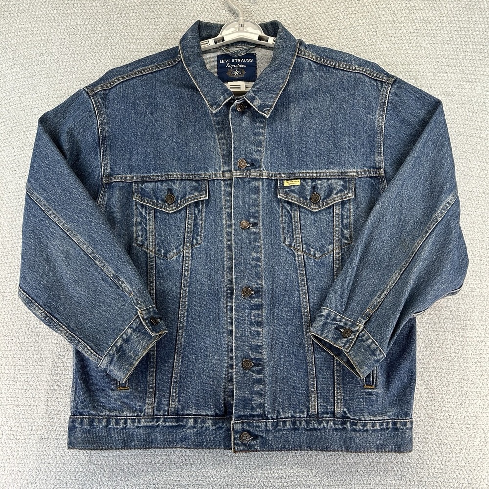 Vintage Levi Strauss Signature Denim Trucker Jacket Men's XL Blue Y2K Workwear
